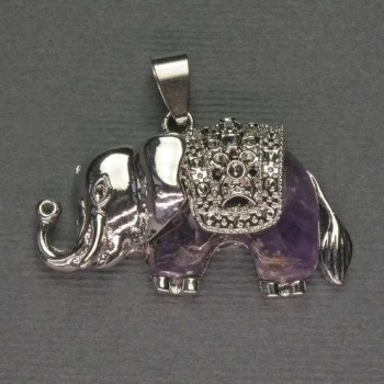 Přívěšek se Slonem z ametystu 39×34 mm ± stříbrný kov