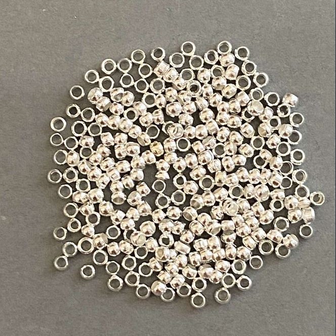 Fixátory krimpů «zahipy», průměr 2,5 mm, barva kovu «stříbro», balení 200 g