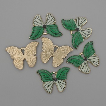 Přívěšek Motýl s barevným smaltem, zlatý kov, průměr 22×16 mm, balení 6 ks