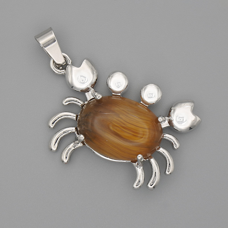 Přívěšek Krab s tygřím okem 40×22 mm – stříbrný kov