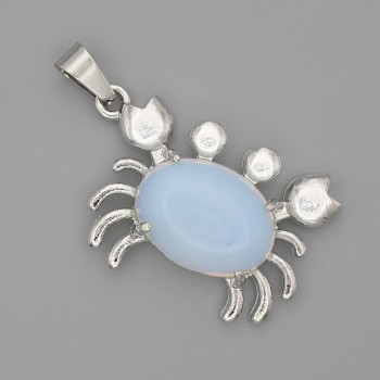 Přívěšek Krab s měsíčním kamenem 40×22 mm ± stříbrný kov