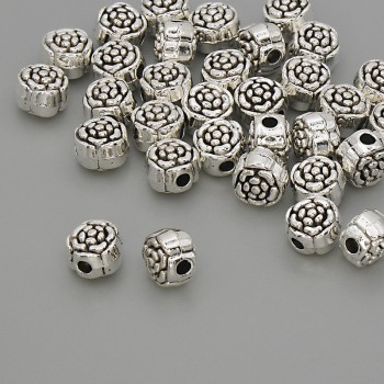 Korálka-vložka, barva kovu stříbrná, průměr 6×5 mm ± otvor 1,8 mm ± balení 20 g (~32 ks)