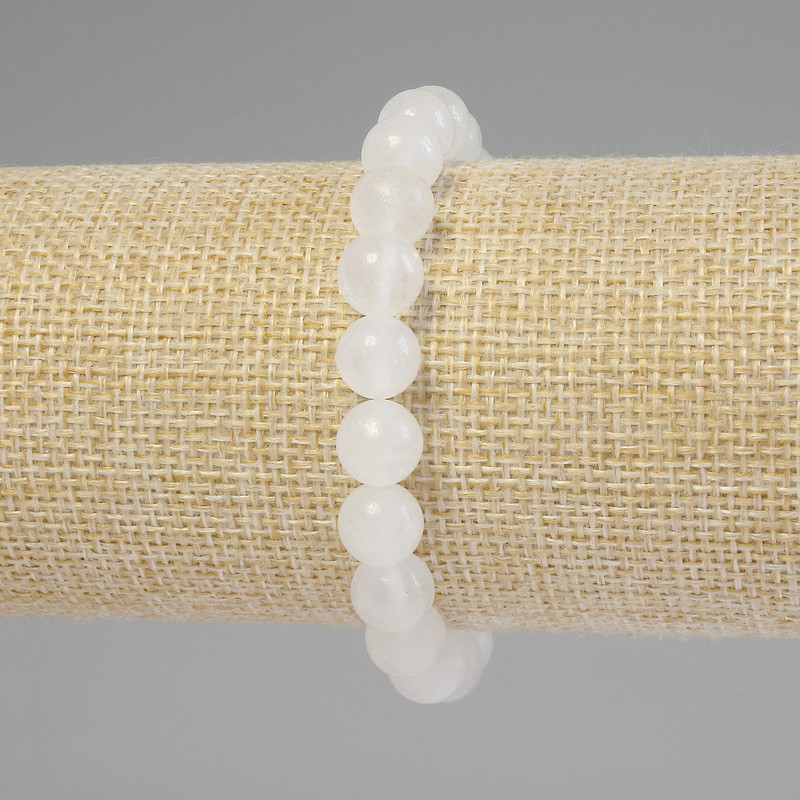 Náramek z horského křišťálu, hladká korálka, průměr 8 mm, délka 18 cm, elastický