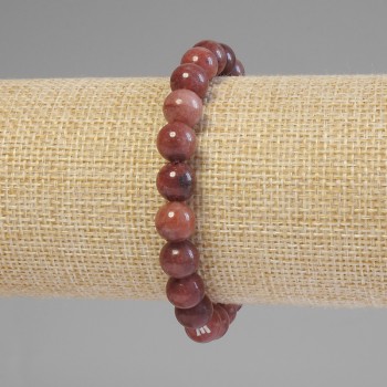 Náramek ze selenitu, hladké kuličky, průměr 8 mm, délka cca 18 cm, elastická šňůrka