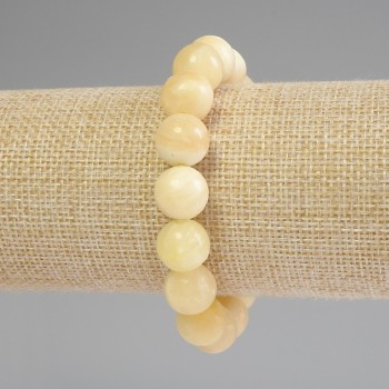 Náramek ze žlutého achátu, hladké korálky, průměr 12 mm, délka 18 cm, elastický