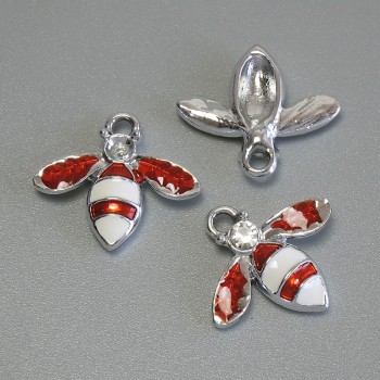 Přívěšek – hmyz, smaltovaný, stříbrný kov, průměr 15×16 mm, 5 mm ±, balení 3 ks