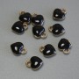 Přívěšek ve tvaru srdce, černý smalt, zlatý kov, průměr 6×8 mm, balení 10 ks
