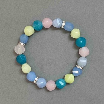 Náramek mix brusovaných rombíků, průměr 10×9 mm ±, s kovovými vložkami, délka 18 mm ± elastický