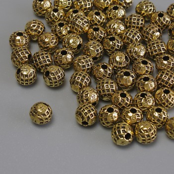 Korálky-vložky – zlatá kovová barva, průměr 5 mm, otvor 1,5 mm, balení 20 g (~60 ks)