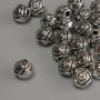Korálka-vložka 'Květina', stříbrná kovová barva, průměr 7 mm ± otvor 2 mm ± balení 20 g (~ 21 ks)
