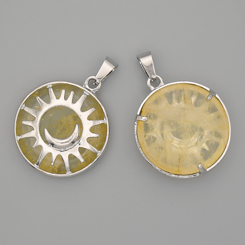 Přívěšek z citrínu v bezelovém provedení „Slunce“, průměr 27 mm+