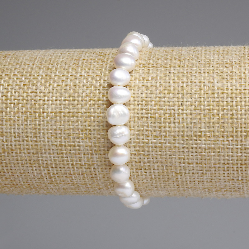 Náramek z říčních perel 7–7,5 × 6–6,5 mm, délka 18 cm, elastický