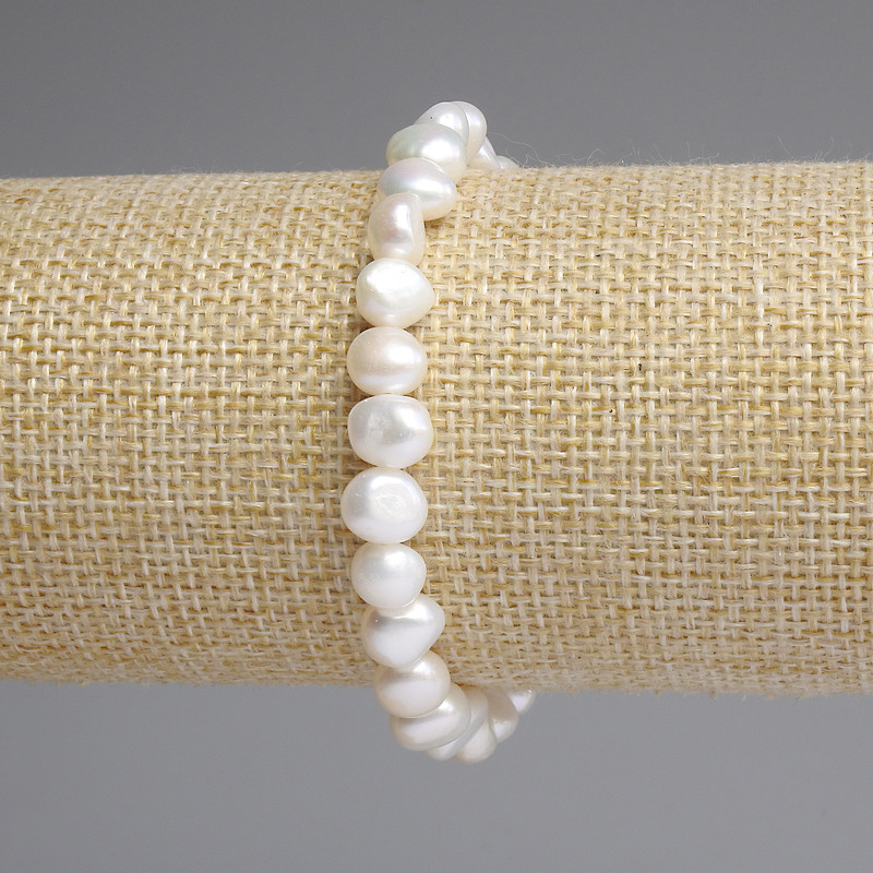 Náramek z říčních perel 9×8 mm, délka 18 cm, elastický