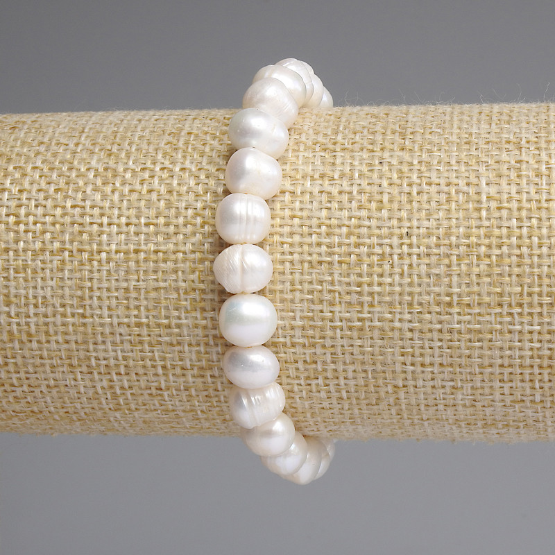 Náramek z říčních perel 9,5×8 mm, délka 18 cm, elastická šňůra