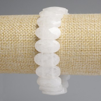 Náramek z horského křišťálu, broušené zaoblené články, průměr 20×10 mm, 5 mm ±, délka 18 cm ± elastický