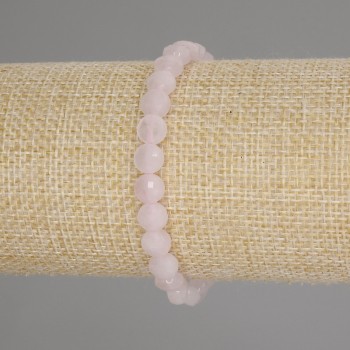 Náramek z růžového křemene s fasetovanými mincemi, průměr 6 mm, délka 18 cm, elastický