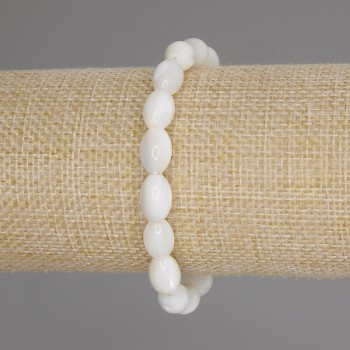 Náramek z perleti 'Zrno', průměr 11×7 mm, 5 mm ±, délka 18 cm ±, elastický