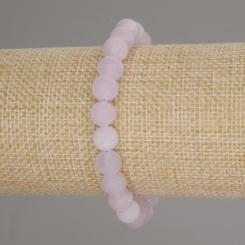Náramek z kunzitu, hladké korálky, průměr 8 mm, délka 18 cm, elastický