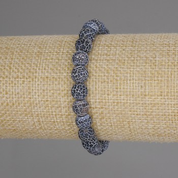 Náramek Mrazivý achát – hladká kulička, průměr 8 mm, délka 18 cm, elastický