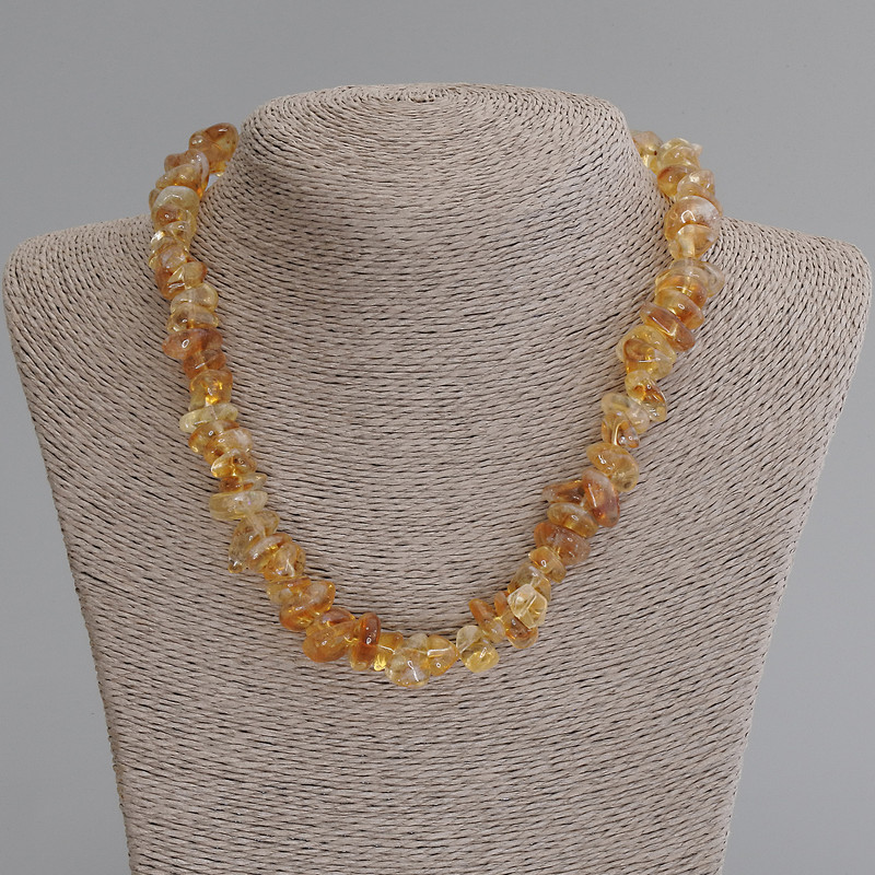 Náhrdelník z citrínu, broušené korálky, průměr 9–15×5–8 mm, délka 50 cm, s karabinkou