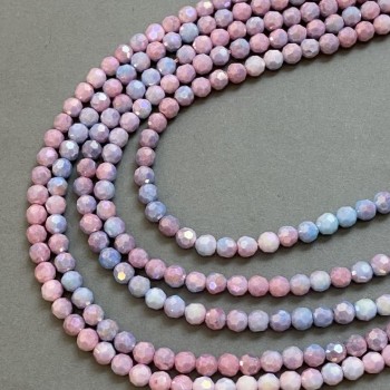Korálky z českého křišťálu, vícebarevné na niti, broušené kuličky, průměr 6 mm, délka 38 cm
