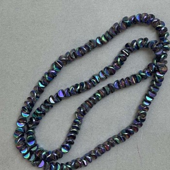 Křišťálové korálky ve stylu Swarovski bílé s odstínem benzínu, průměr 6×3,5 mm, délka cca 49 cm na vlascu