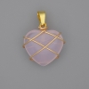 Кулон Серце в обплетені Рожевий кварц 21х21мм+-, діаметр 30мм+