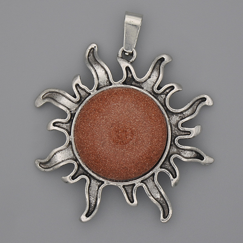 Přívěšek Slunce z aventurínu Zlatý písek 39 mm ±, délka 46 mm+