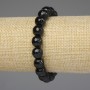 Náramek z černého achátu, broušené kuličky 10 mm, délka 18 cm, elastické provedení