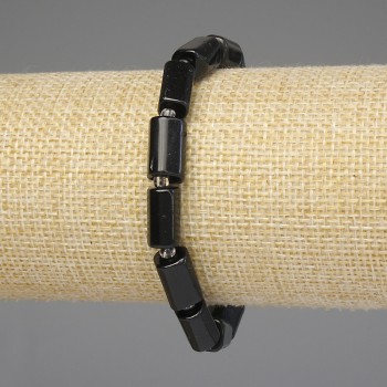 Náramek z turmalínu – brusované fazety 12×7–8 mm ±, rokajl 3 mm ±, délka 18 cm ±, elastický