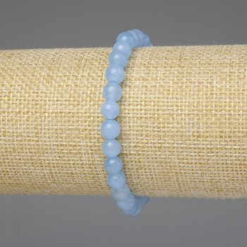 Náramek z akvamarínu hladké kuličky 6 mm, délka 18 cm, elastický