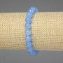 Náramek z akvamarínu, hladké korálky 8 mm, délka 18 cm, elastický