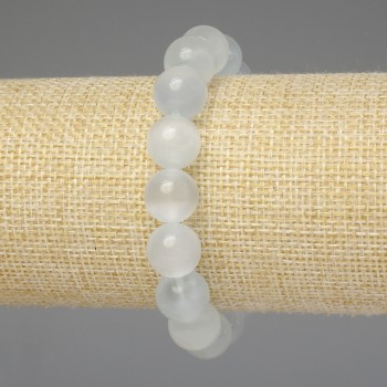 Náramek ze šedého kočičího oka, hladké kuličky 11 mm, délka 18 cm, elastický