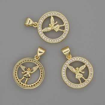 Přívěsek Anděl 16 mm +/-, délka 22 mm +/- zlatistý kov