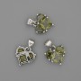 Přívěšek Srdce se zelenými krystaly, 12 × 12 mm, délka 17 mm, stříbrný kov