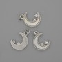 Přívěšek z perleti Měsíc 15×13 mm, ± bílá štrasová kamínka, délka 20 mm, stříbrný kov