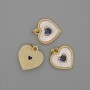 Přívěšek Perleťové srdce 15×15 mm ± modrý krystal, délka 18 mm ± zlatý kov