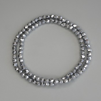 Hematitové korálky, barva stříbro, broušené kuličky 4 mm, na vlascu, délka 38 cm