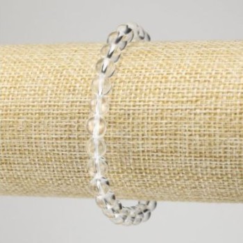 Náramek z horského křišťálu – hladká kulička, průměr 6,5 mm, délka 18 cm, na pružné gumičce