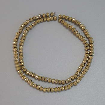 Korálky hematitu zlaté barvy broušené rondely 4×3 mm na niti délka 38 cm+