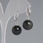 Náušnice ze slunečního obsidiánu, hladká kulička, průměr 14 mm ±, délka 32 mm ±, stříbrný kov