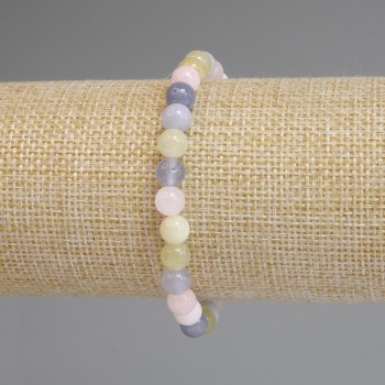 Náramek z morganitu, hladké kuličky 6,5 mm, délka 18 cm, elastický