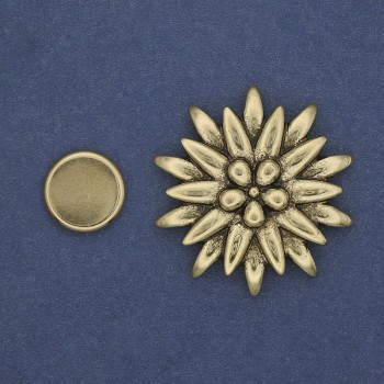 Brož na magnetu Květina 41 mm ± zlatý kov