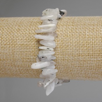 Браслет Адуляр крихта голка, діаметр 12-18х2-5мм+-, довжина 18см стрейч