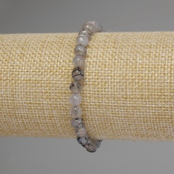 Браслет Агат Вени Дракона гранована кулька, діаметр 6мм+-, довжина 18см стрейч