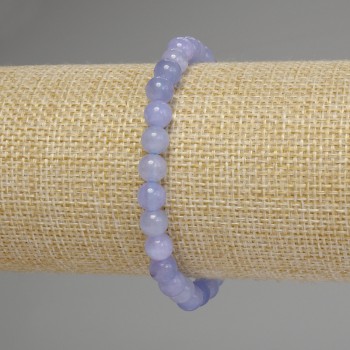 Náramek z akvamarínu – hladké kuličky, průměr 6 mm, délka 18 cm, na elastické šňůrce