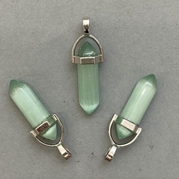 Přívěšek Kočičí oko, šestiúhelníkového tvaru, s krystalem a korálkem, 8×31×41 mm+