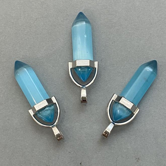 Přívěsek Kočičí oko, šestiúhelníkový krystal, 8×31×41 mm+