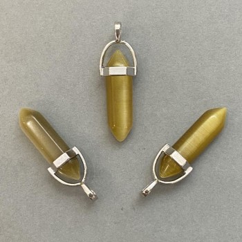 Přívěsek Kočičí oko, šestiúhelníkový krystal, koule 8×31×41 mm+