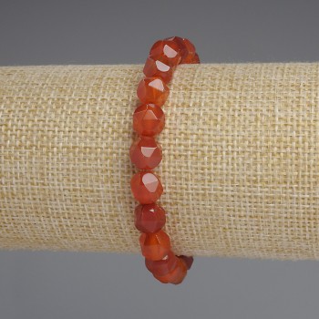 Náramek z karneolu s multifacetovanými korálky, průměr 8×7 mm, délka 18 cm ±, elastický